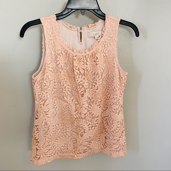 Loft Peach Lace Blouse - Picture 2 of 5
